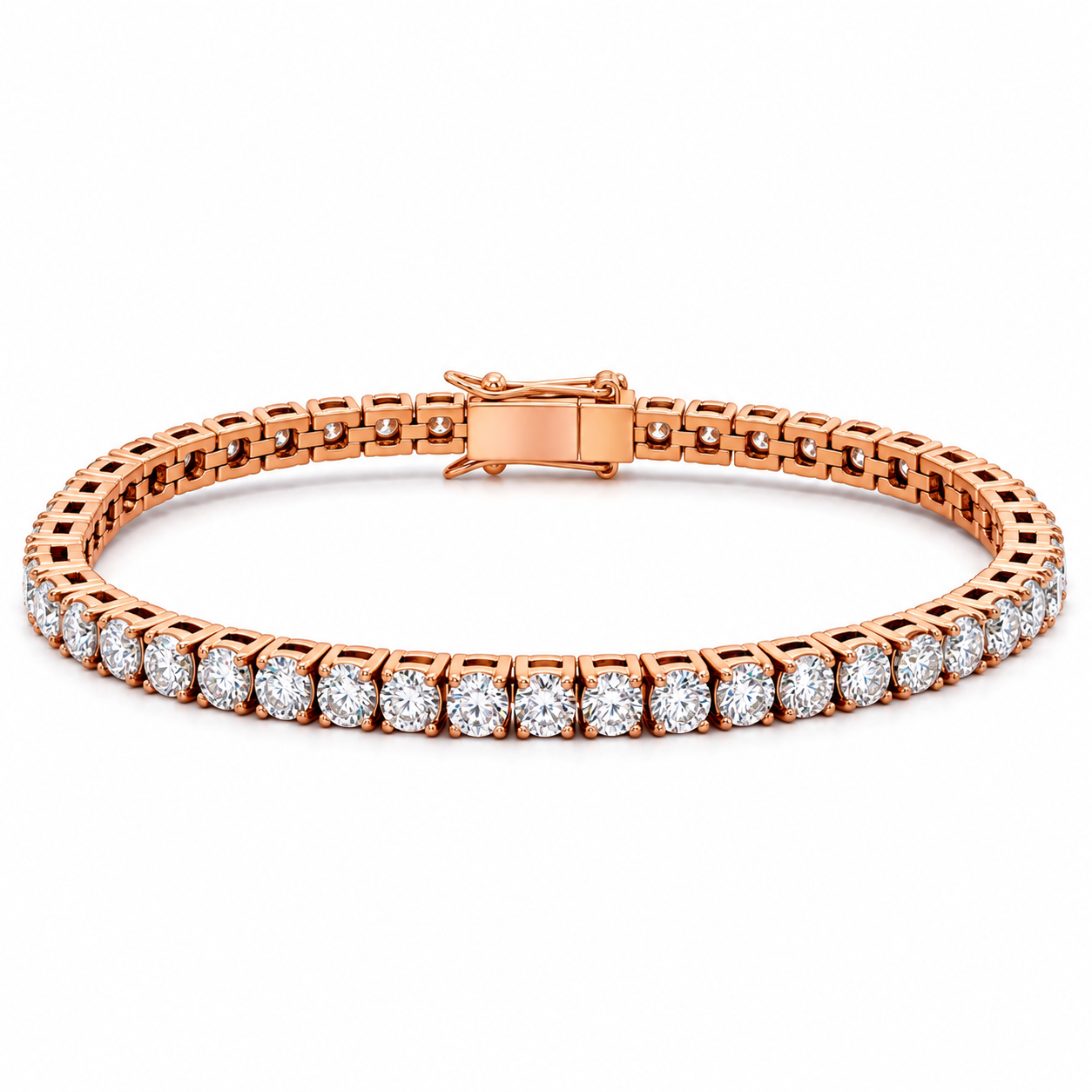 9312175 | Steel Moissanite Rose Gold 4mm 8' Tennis Bracelet