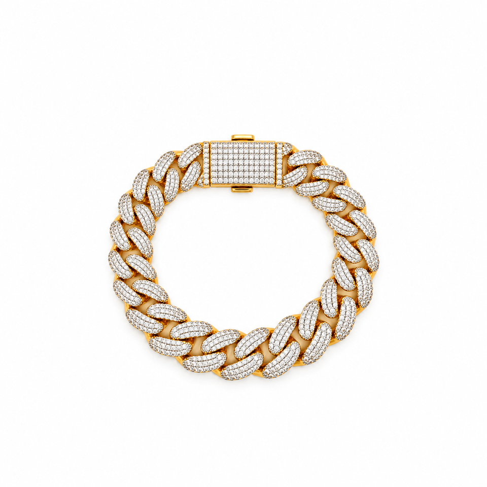 9911332 | Brass Moissanite Two Tone Rhodium Gold 12mm 8