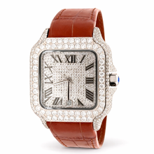 5901329 | Moissanite Steel Watch RP Case Brown Leather Band