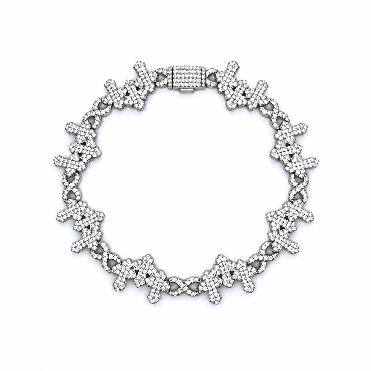 9912841 | 4.22 CTW 925 Silver Moissanite Rhodium 7.8" Bracelet