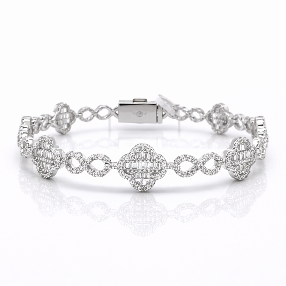 963921 | CZ Brass Rhodium Bracelet