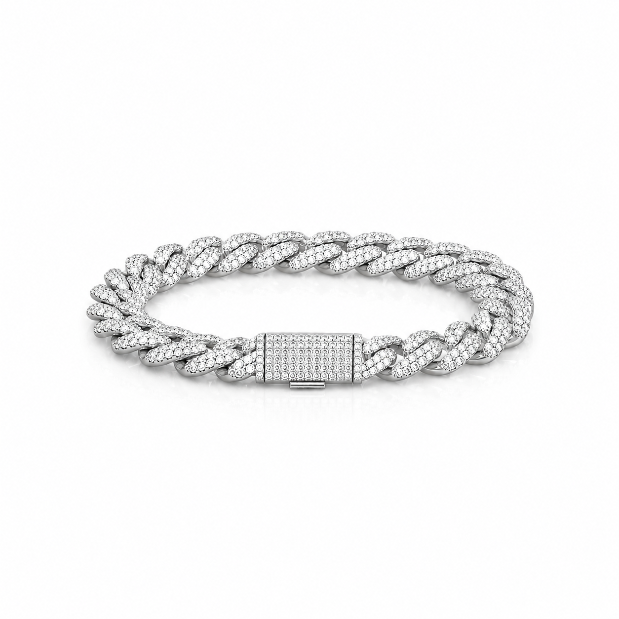 9911301 | 8mm 8" Brass Moissanite Rhodium Plated Stallion Bracelet