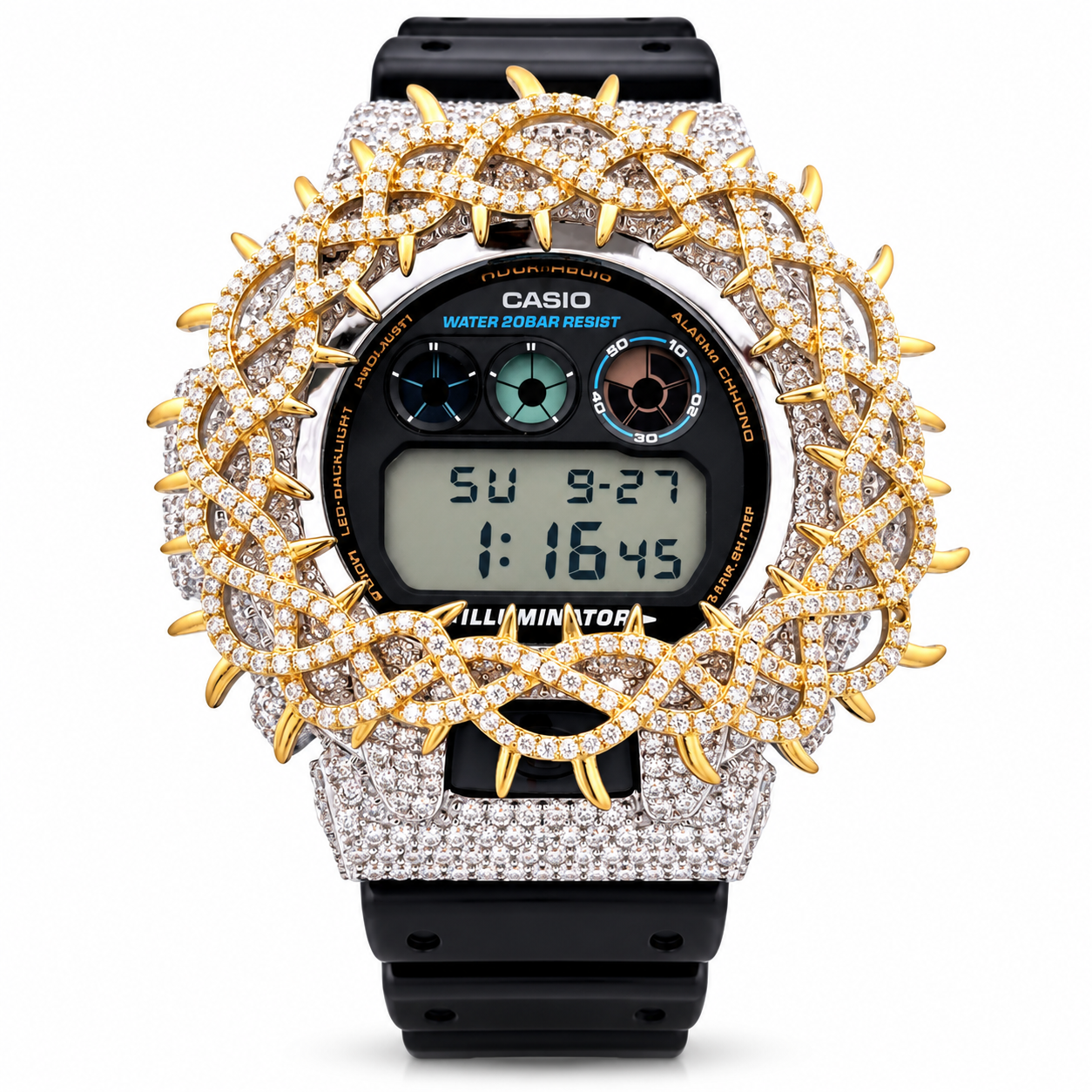 5902942 | Brass Moissanite TT Gold Throne Bezel G-Shock Watch