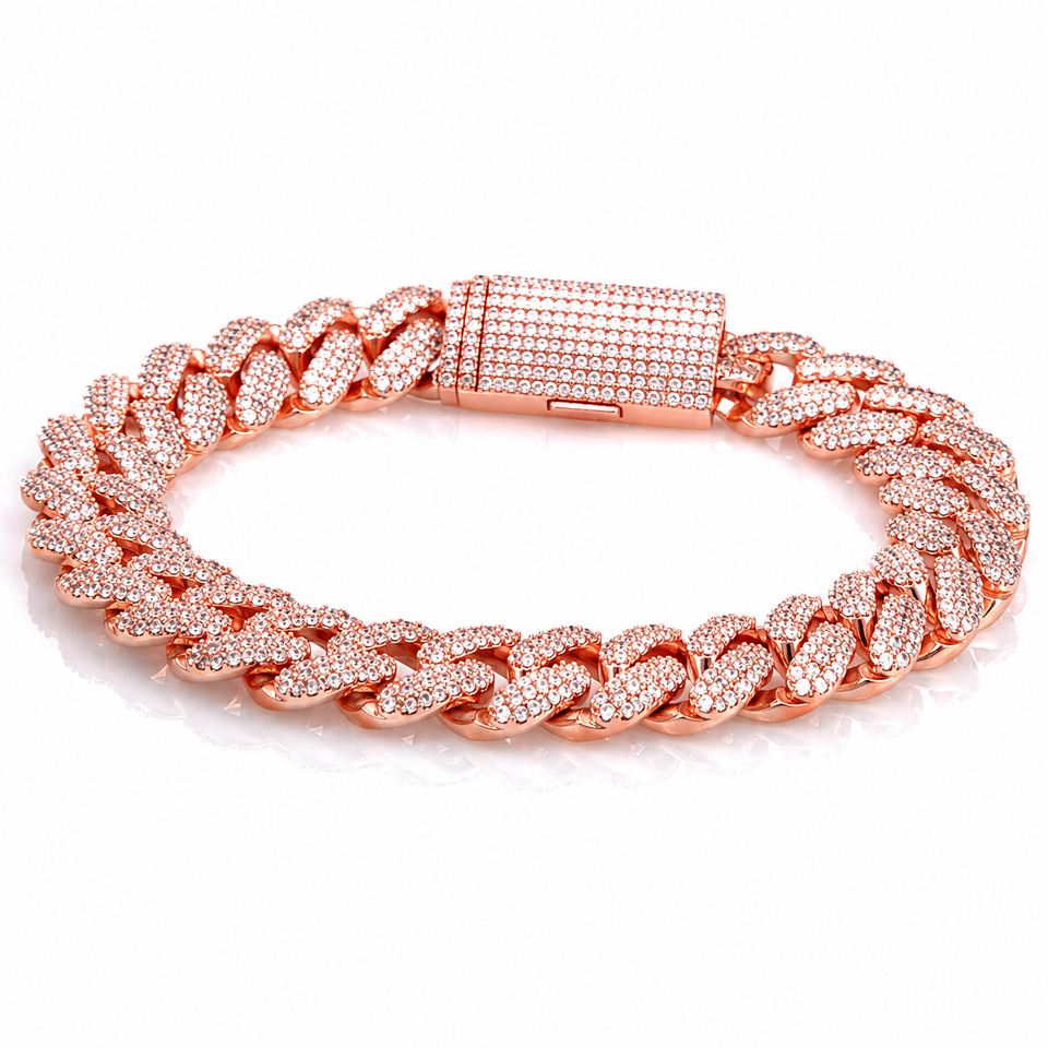962945 | Brass Rose Gold 14mm Stallion Cuban Bracelet