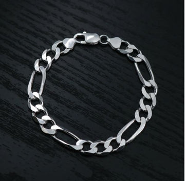 Silver Plated Solid Brass Classic Korean Figaro Bracelet