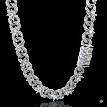 GLINT 11.8MM RHODIUM MOISSANITE ICED OUT CHAIN  |  995731