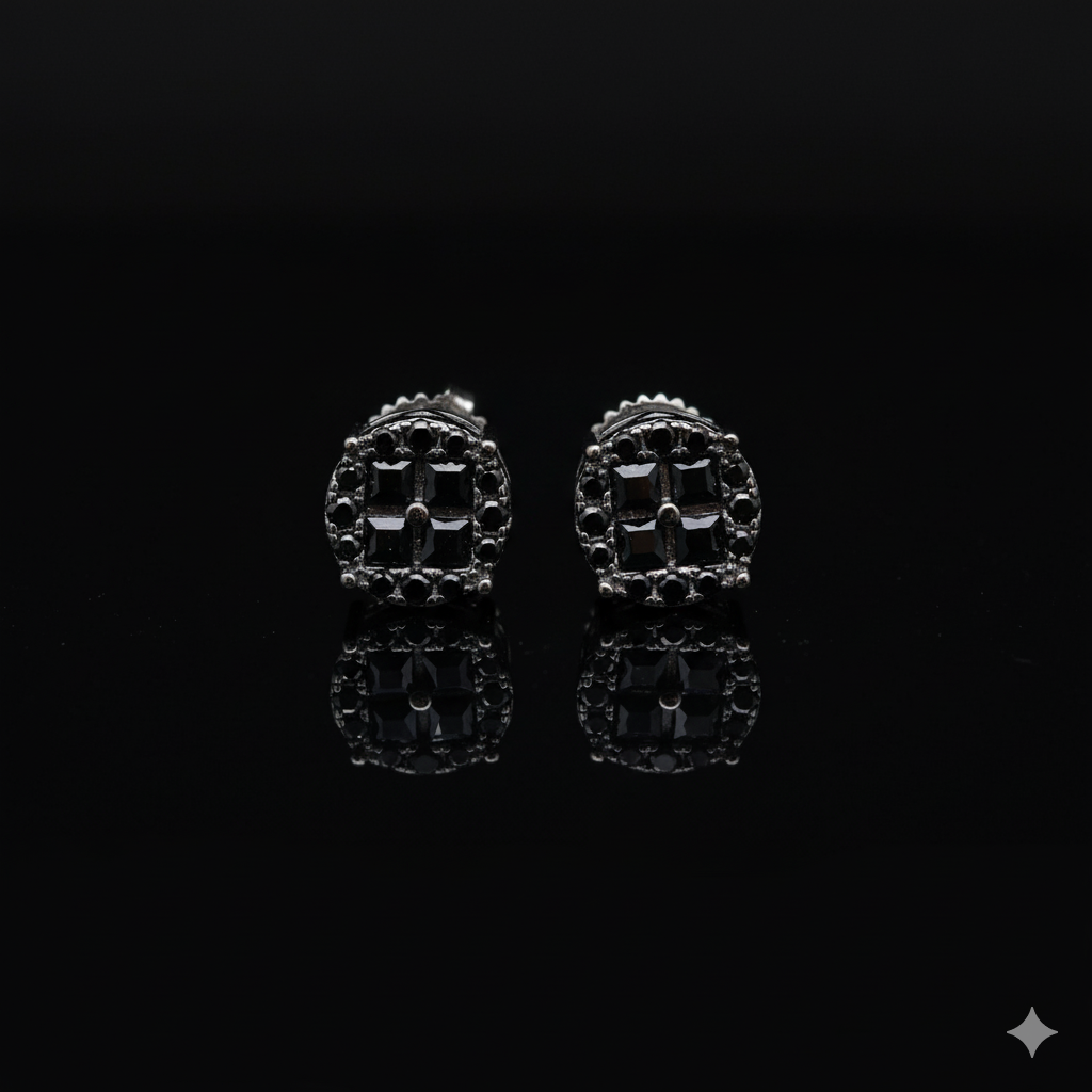 9212543 | 925 Silver CZ Black Earrings