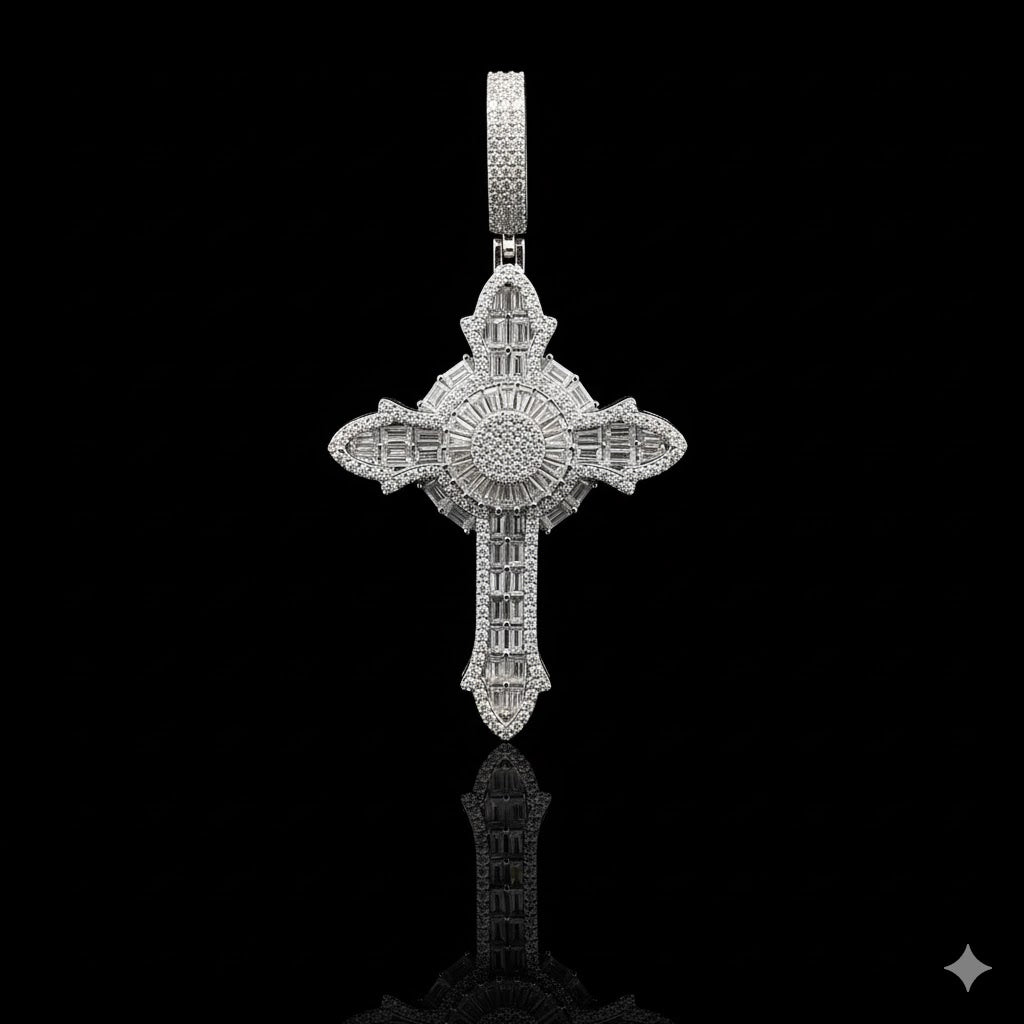 PIETISTIC 9.39 CTW 925 CZ MOISSANITE RHODIUM ICED OUT PENDANT I 997481