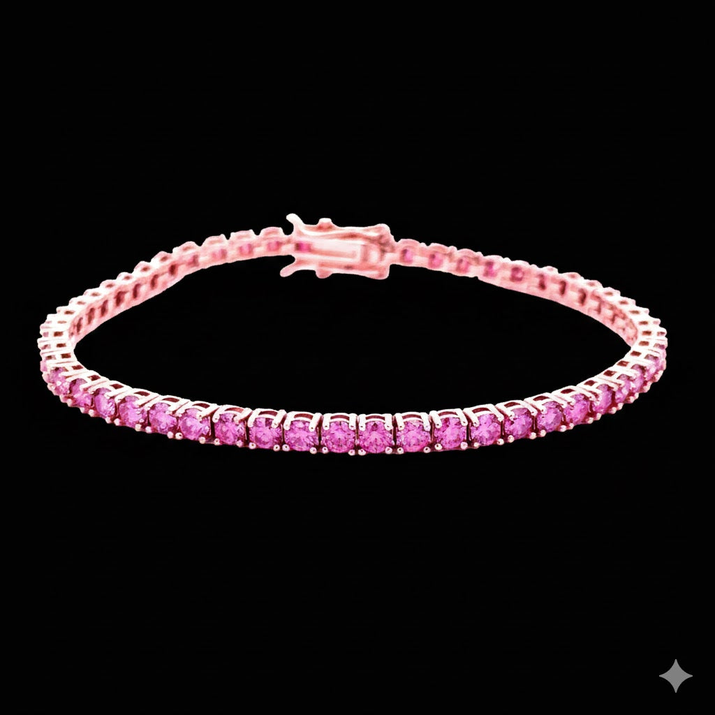 9914433 | 925 Silver Moissanite 3mm Rose Gold Tennis Bracelet