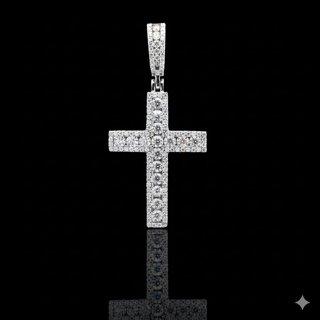 MEEK 1.65 CTW 925 CZ MOISSANITE RHODIUM ICED OUT PENDANT I 997321