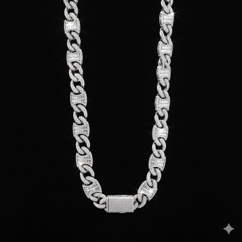 998381 | 925 Silver Moissanite Rhodium Cuban