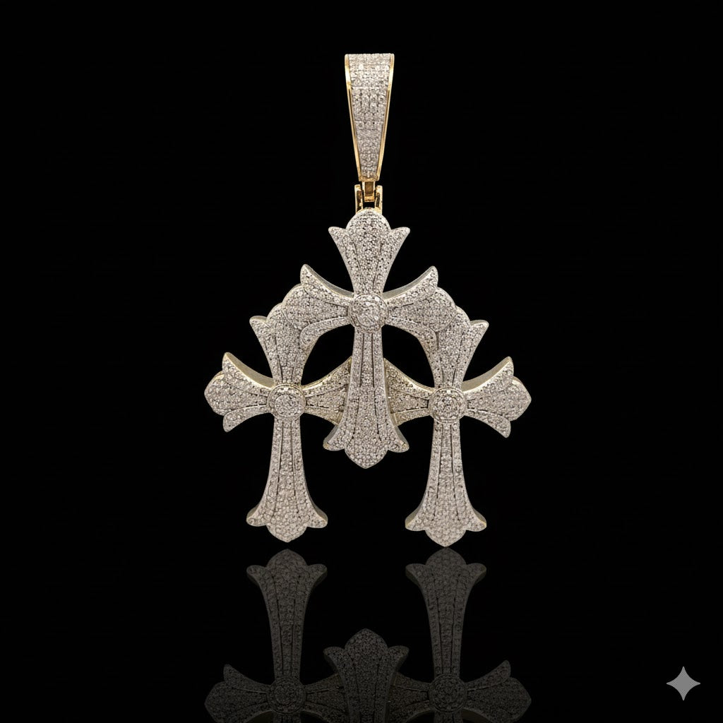 SORREL 2.92 CTW 925 CZ MOISSANITE GOLD ICED OUT PENDANT I 996632