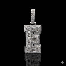 999801 | 2.01ctw VVS/D 925 Moissanite Initial E Rhodium Pendant