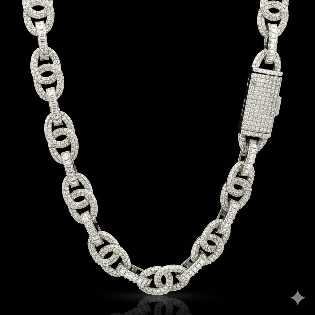 TALMAR 10MM RHODIUM MOISSANITE ICED OUT CHAIN  |  997111