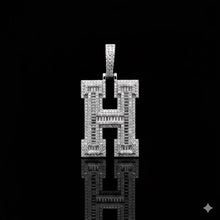 999831 | 2.61ctw VVS/D 925 Moissanite Initial H Rhodium Pendant