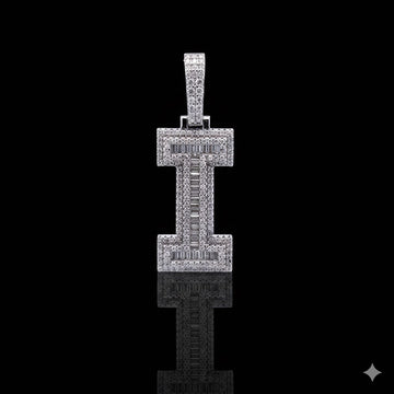 999841 | 1.61ctw VVS/D 925 Moissanite Initial I Rhodium Pendant