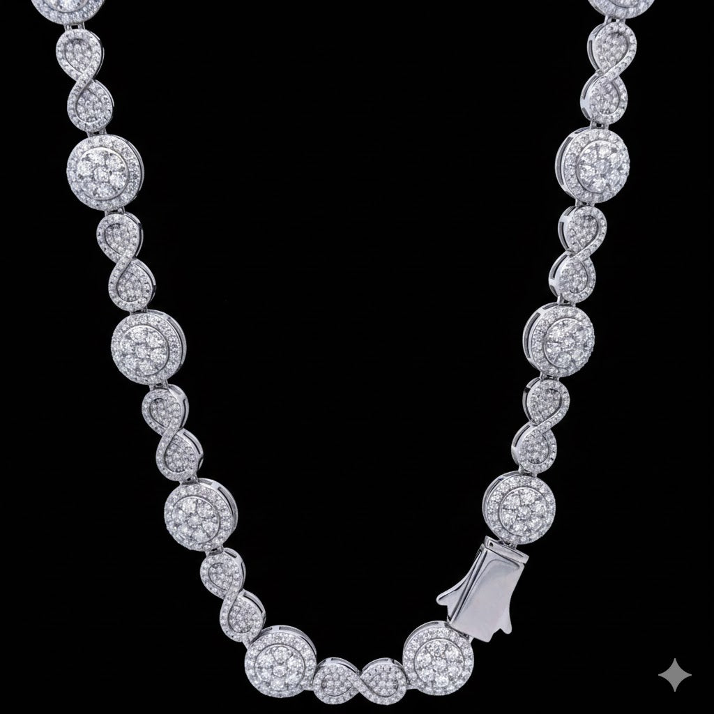 9910581 | 925 Silver Moissanite 10mm Rhodium Chain