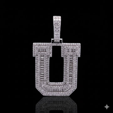 999961 | 2.63ctw VVS/D 925 Moissanite Initial U Rhodium Pendant
