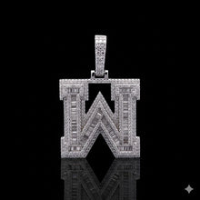 999981 | 2.97ctw VVS/D 925 Moissanite Initial W Rhodium Pendant