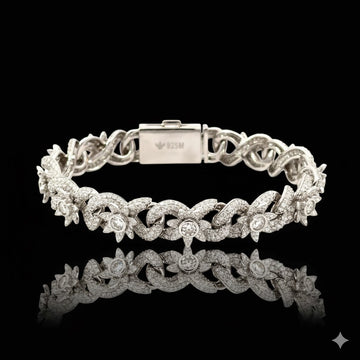 RENVIS 10.87 CTW 12MM CZ RHODIUM MOISSANTE ICED OUT BRACELET | 997971
