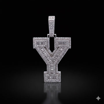 9910001 | 2.04ctw VVS/D 925 Moissanite Initial Y Rhodium Pendant