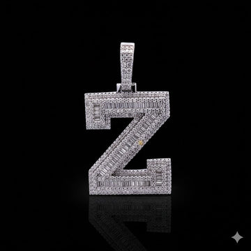 9910011 | 2.68ctw VVS/D 925 Moissanite Initial Z Rhodium Pendant