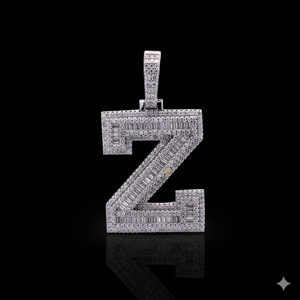9910011 | 2.68ctw VVS/D 925 Moissanite Initial Z Rhodium Pendant