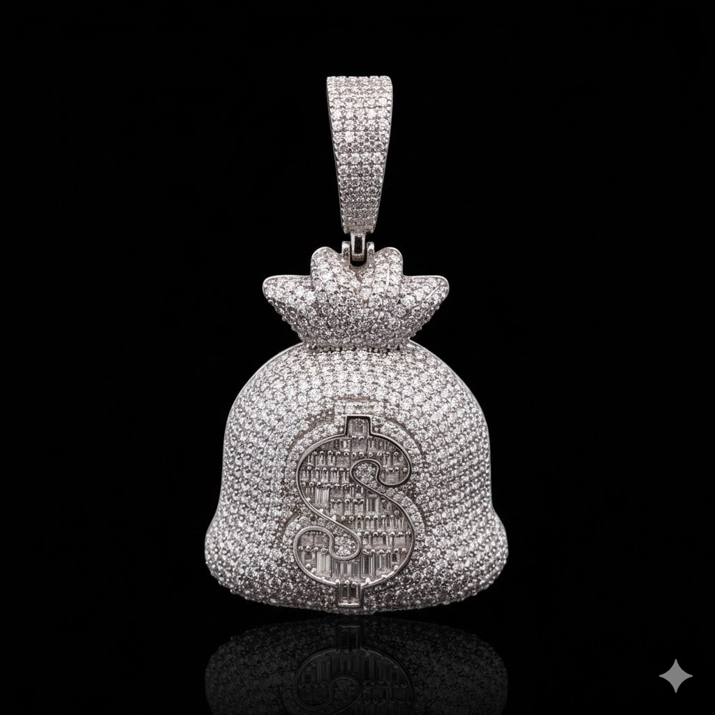 998511 | 8.63ctw VVS/D 925 Moissanite Rhodium Pendant