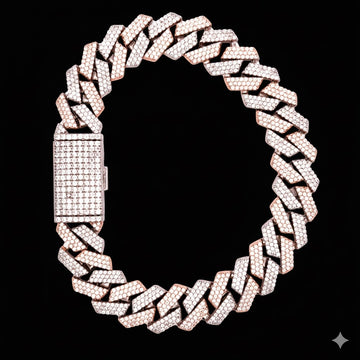 9913519 | 925 Silver Moissanite Two Tone Rhodium Rose Bracelet