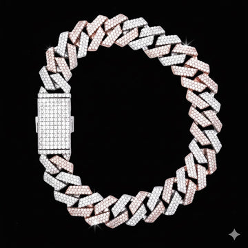 9913520 | 925 Silver Moissanite Two Tone Rhodium Rose Bracelet