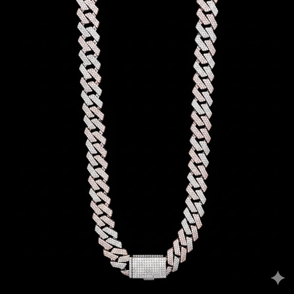 9914219 | 925 Silver Moissanite Two Tone Rhodium Rose Gold Cuabn