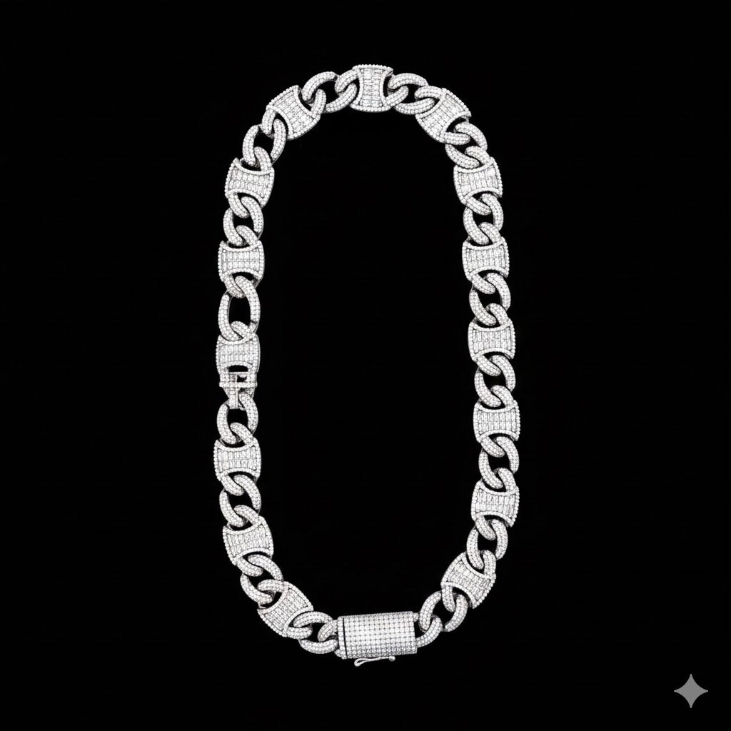 998731 | 925 Silver Moissanite Cuban 14mm Rhodium Cuban Chain