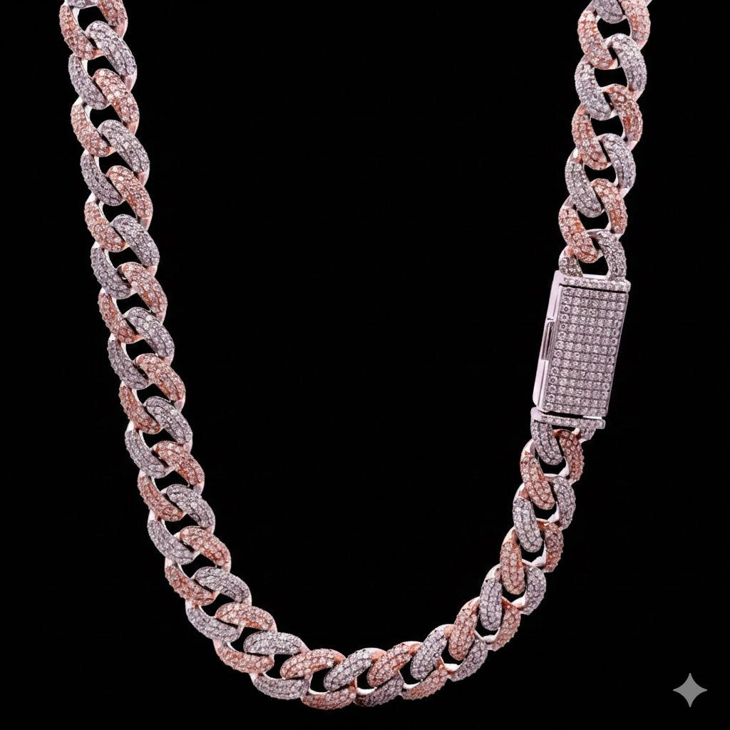 9915619 | 925 Moissanite Rose Gold Cuban Chain