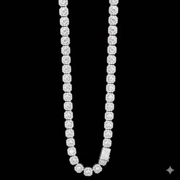 9910621 | 925 Silver Moissanite 10mm Rhodium  Chain