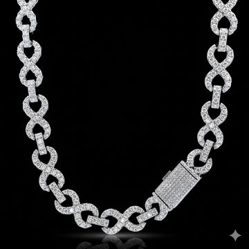 JARETH 12MM RHODIUM MOISSANITE ICED OUT CHAIN  |  996511