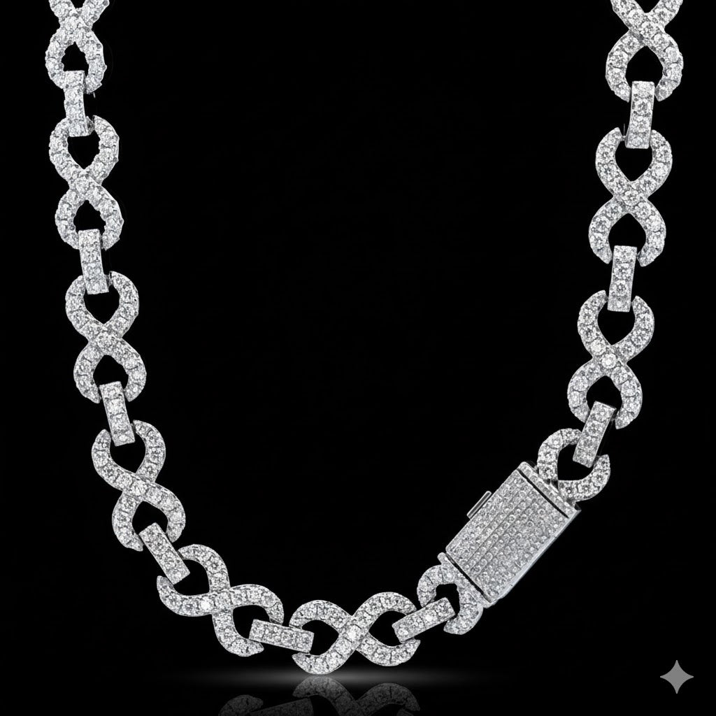 JARETH 12MM RHODIUM MOISSANITE ICED OUT CHAIN  |  996511
