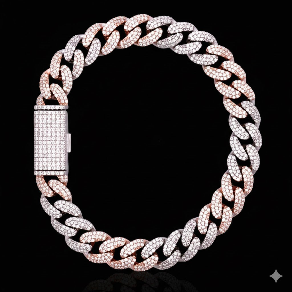 9986920 | 925 Moissanite 3link RP + 3link Rose Gold Bracelet