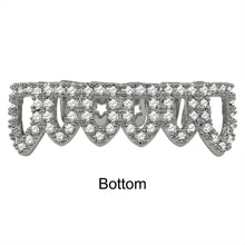 925 STERLING SILVER TOP AND BOTTOM CZ GRILLZ IN Silver COLOR-  929921