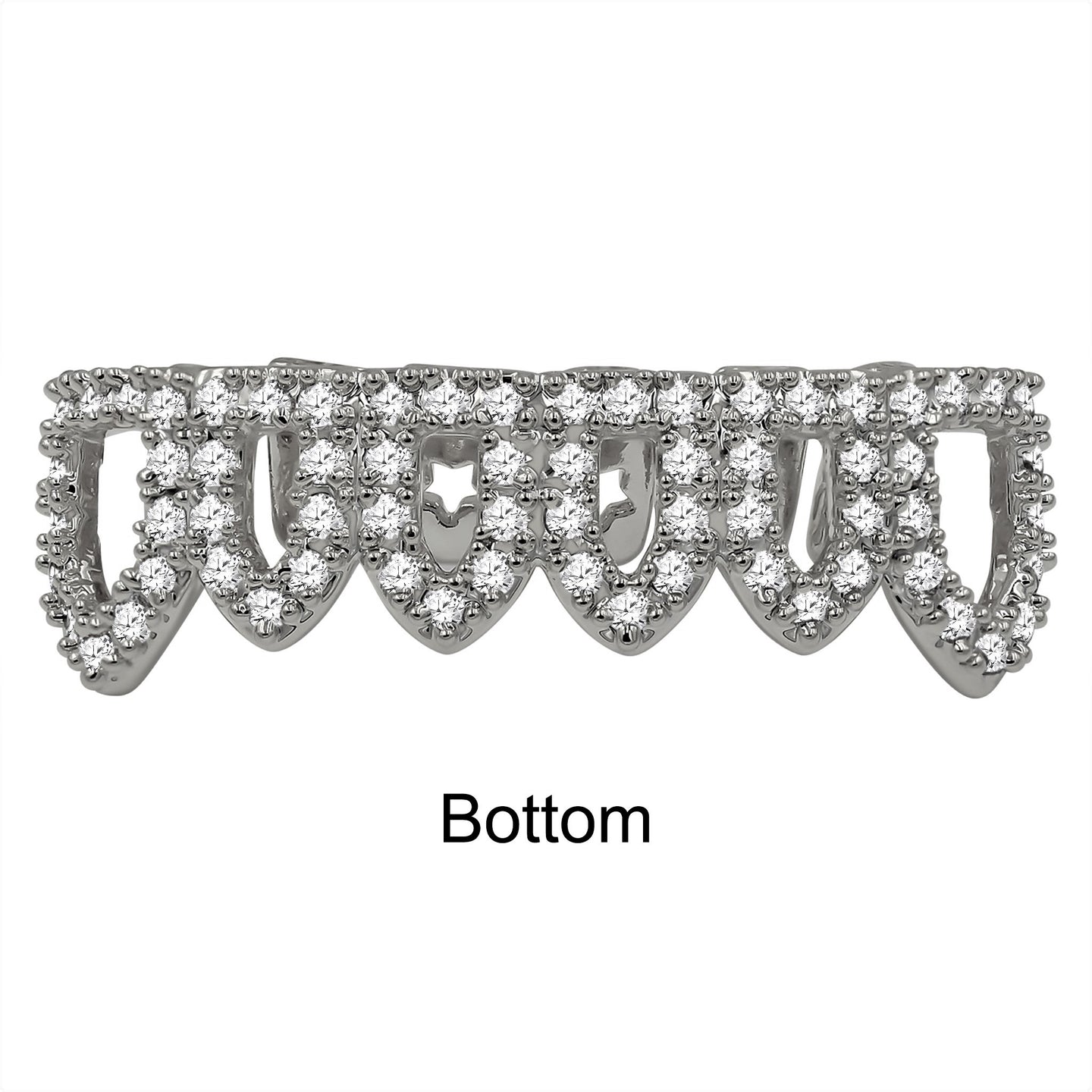 925 STERLING SILVER TOP AND BOTTOM CZ GRILLZ IN Silver COLOR-  929921