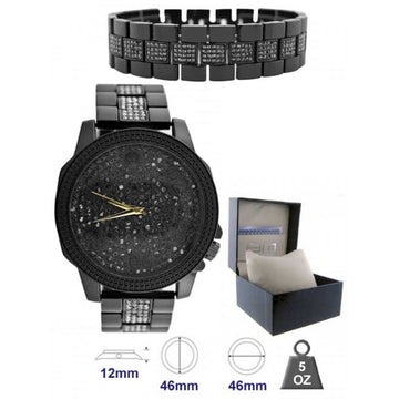 Metal Band Watch and Bracelet Set for Men