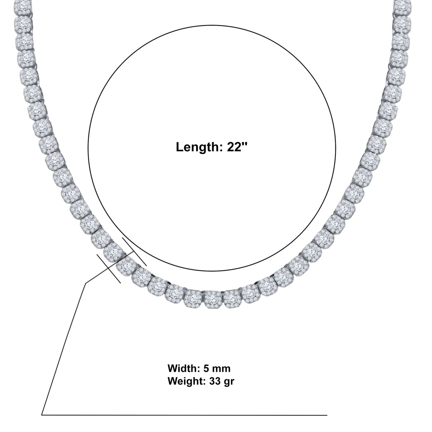 ICECUBE 6MM 925 SILVER SQUARE TENNIS CHAIN | 9213571