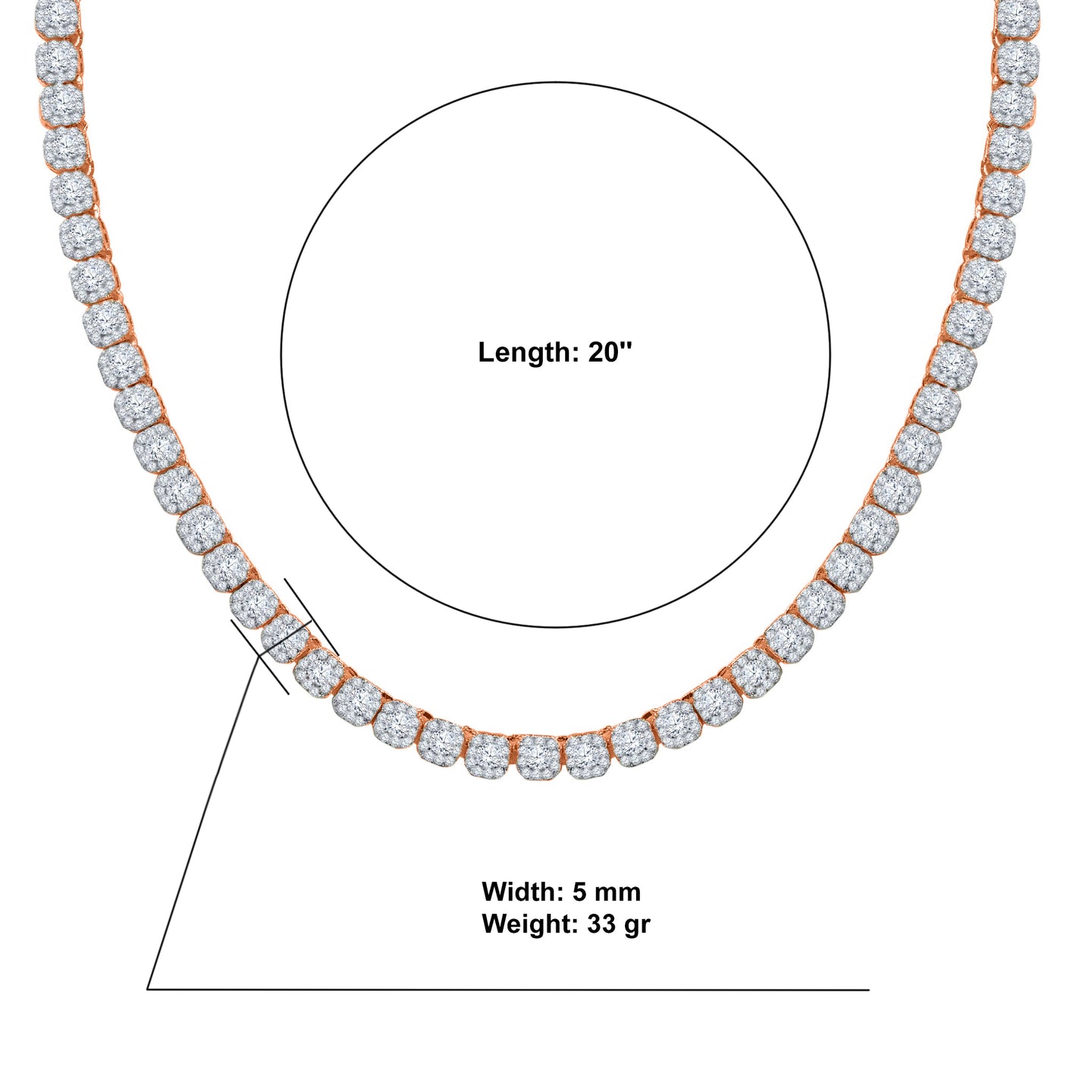 ICECUBE 5 MM 925 SILVER SQUARE TENNIS CHAIN | 9210065