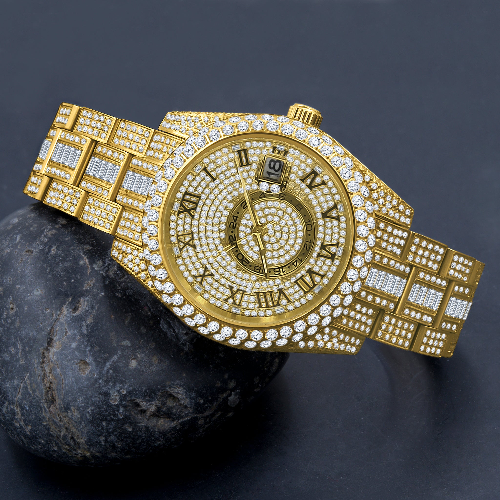 ROYALTY STEEL AUTOMATIC ICED-OUT WATCH | 530612