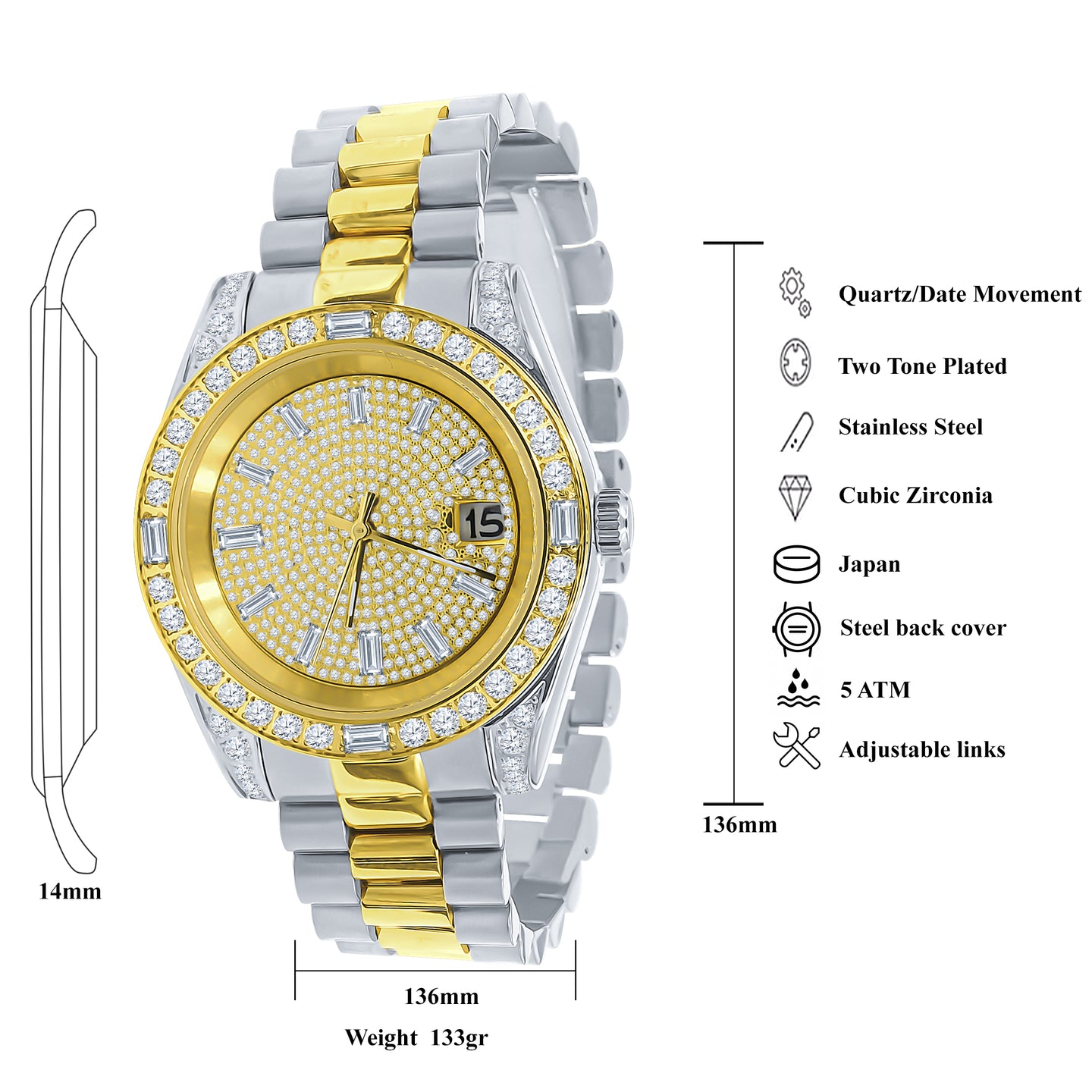 MAJESTY STEEL CZ HIP HOP WATCH  | 5304842