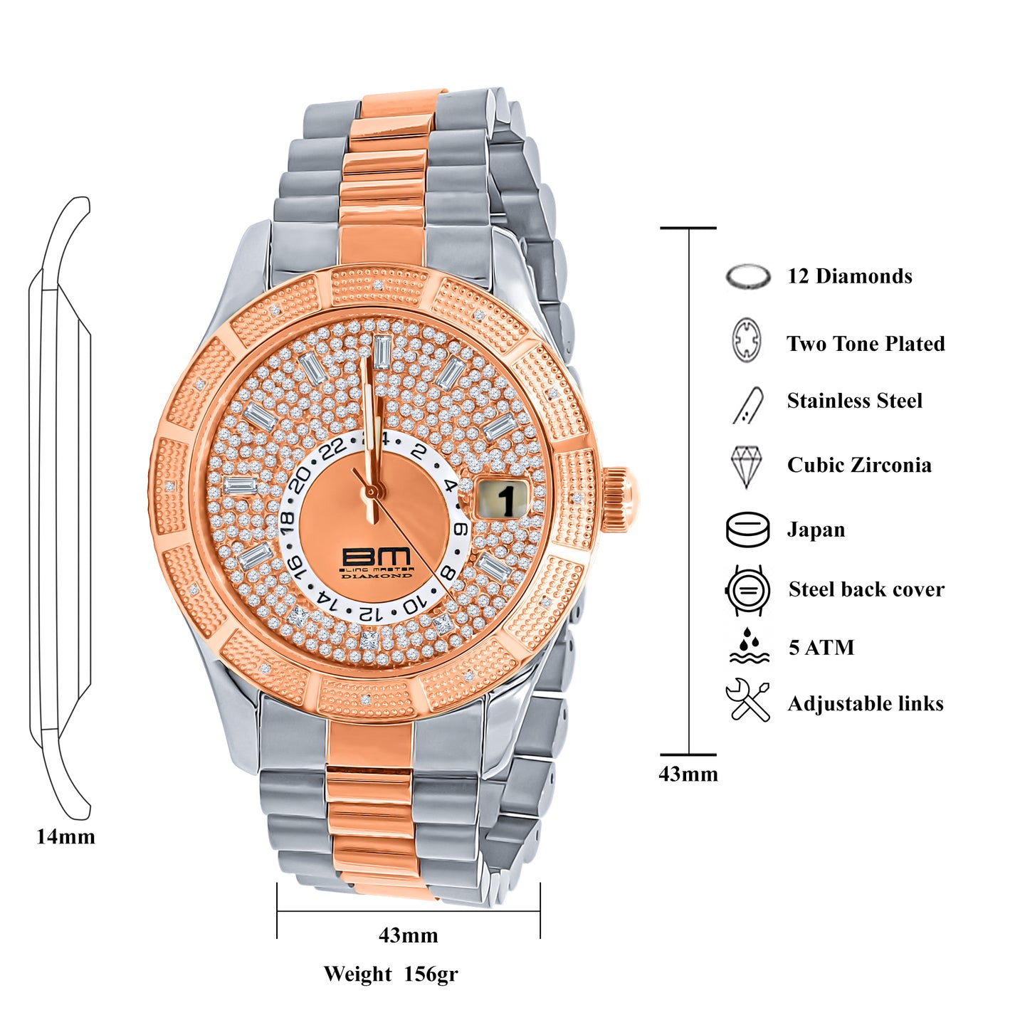 NIGHT EAGLE 12 DIAMOND STAINLESS STEEL WATCH | 5304218