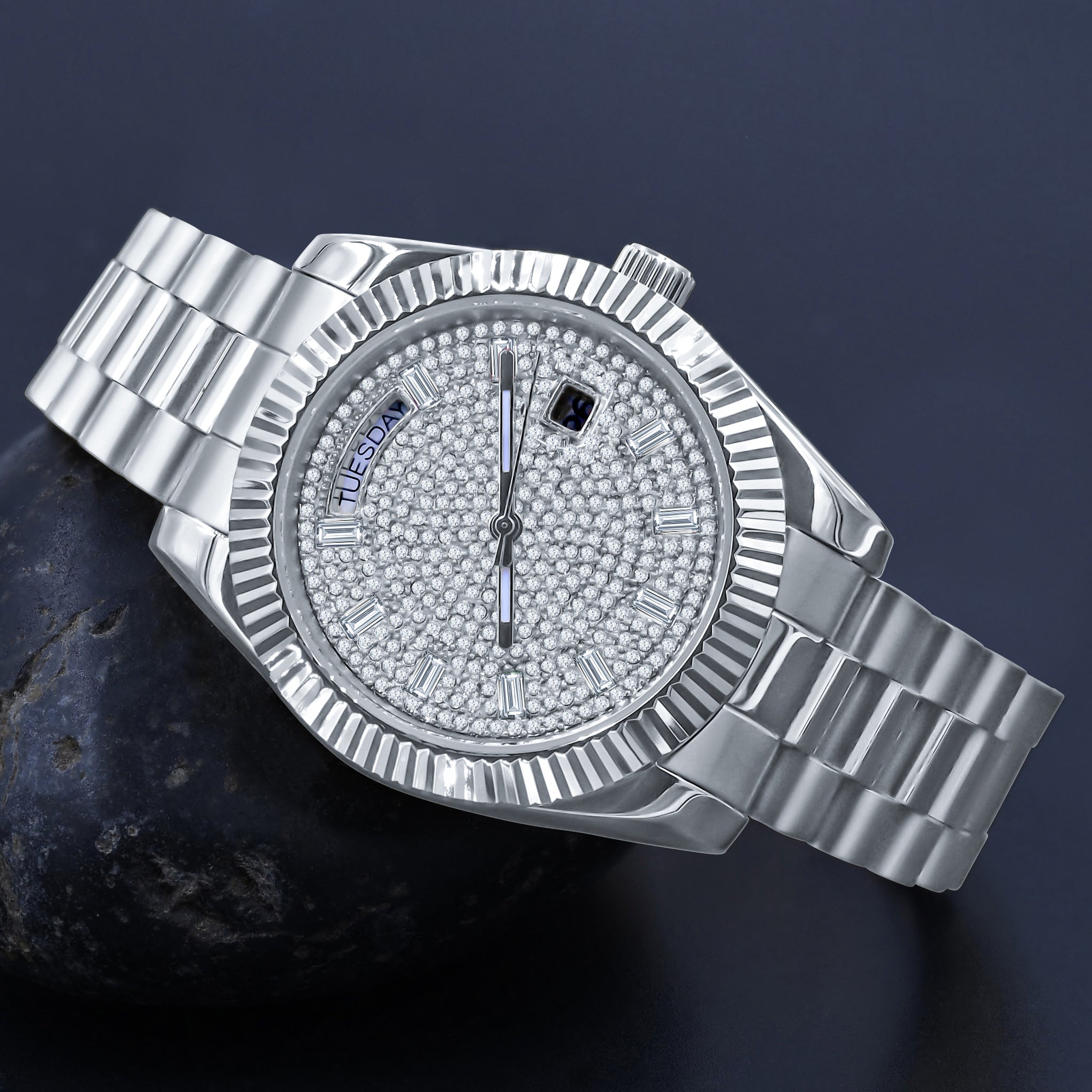 ARISTOCRATIC STEEL AUTOMATIC CZ WATCH| 562851