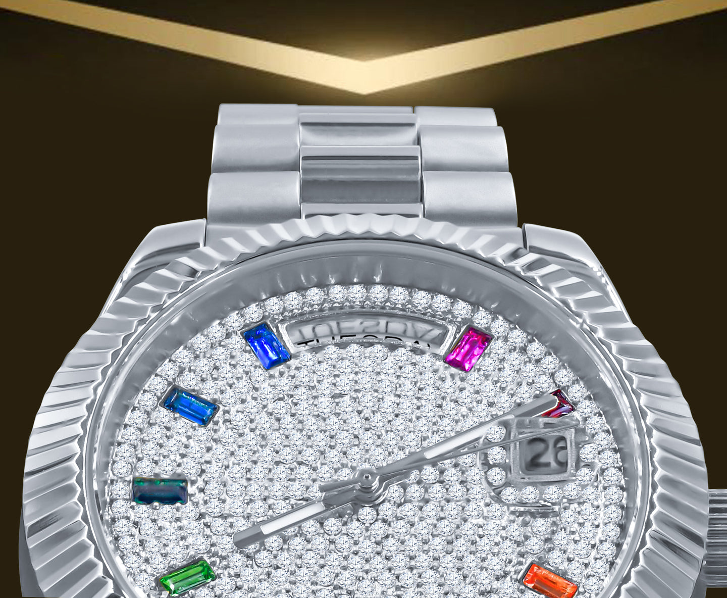 ARISTOCRATIC STEEL AUTOMATIC CZ WATCH | 5628559