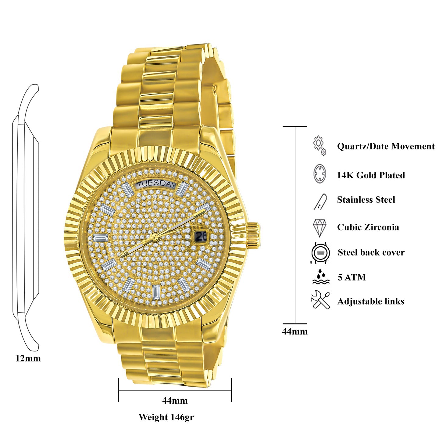 ARISTOCRATIC STEEL AUTOMATIC CZ WATCH | 562852
