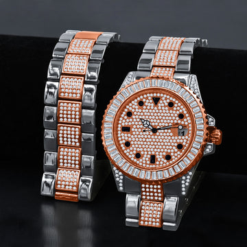 INTERSTELLAR DIVERS BEZEL ICED OUT WATCH & BRACELET SET | 5309218