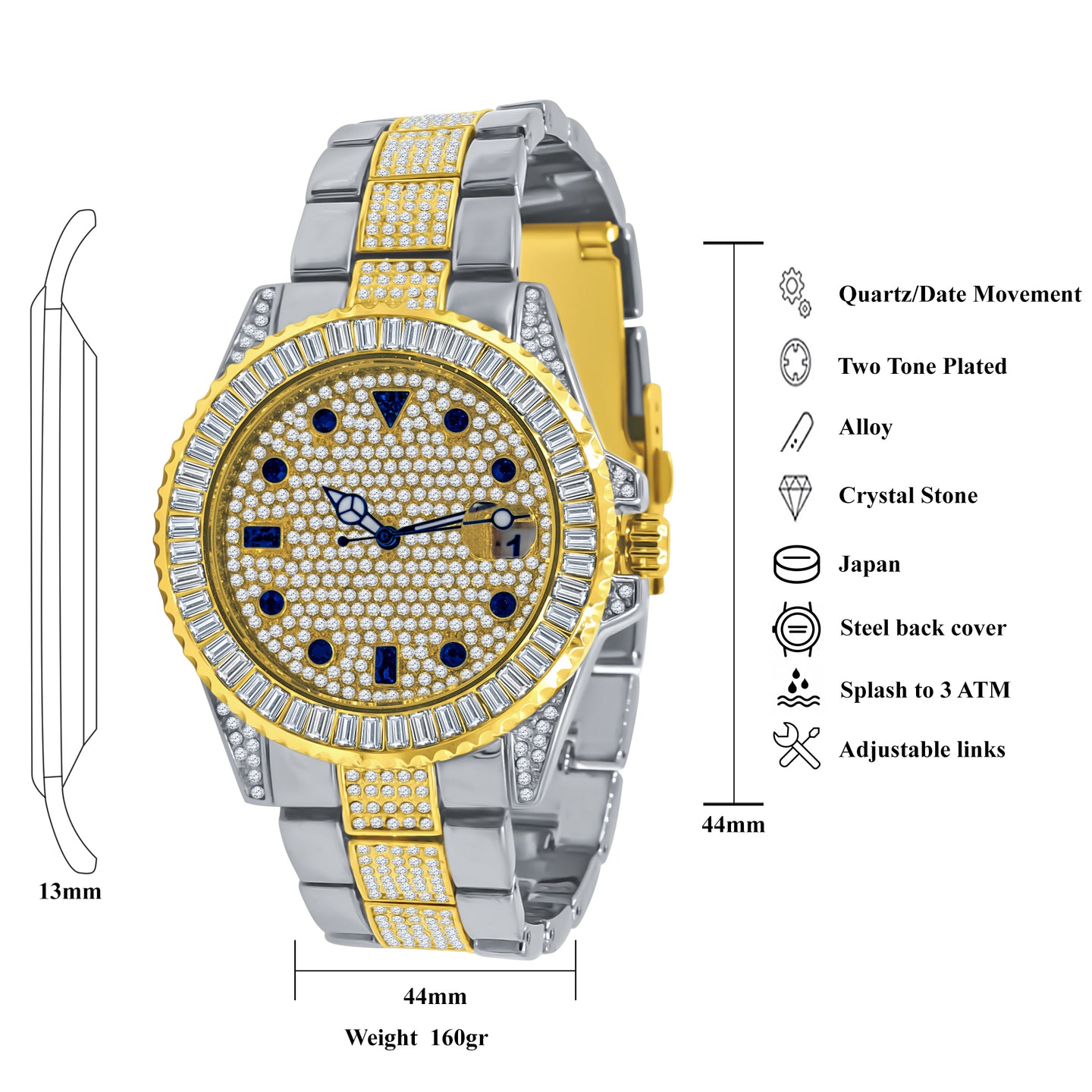 INTERSTELLAR DIVERS BEZEL ICED OUT WATCH & BRACELET SET | 5309242